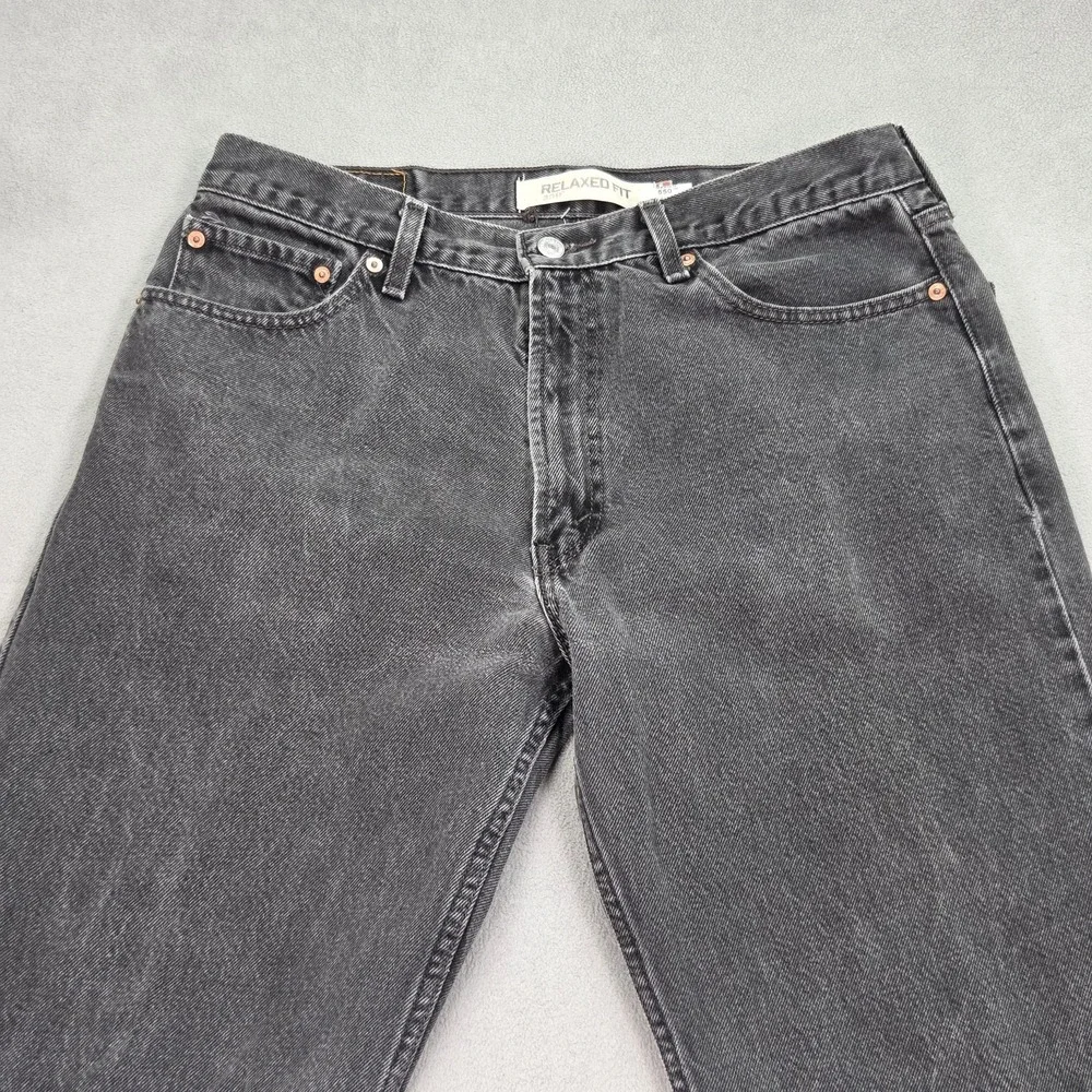 Levis 550 Jeans Mens Black Relaxed Fit Tapered Leg Zip Faded Denim‎ fits 32x30